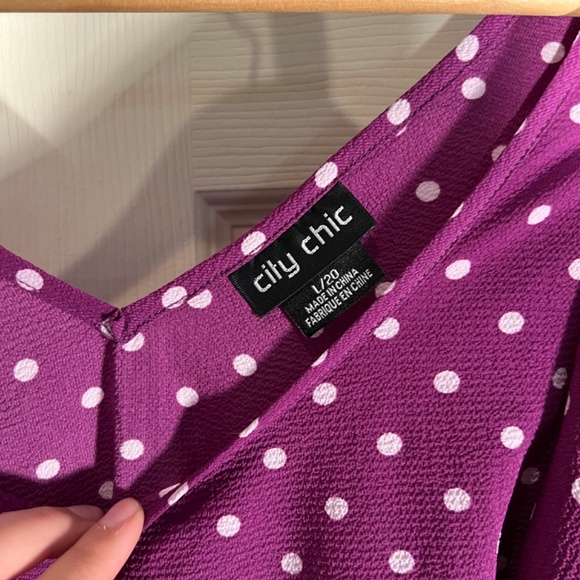 City Chic Purple and White Polka Dot Top Size 20 - Picture 2 of 2